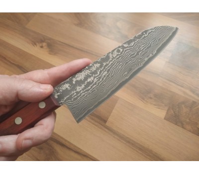 HONMAMON - TANAKA Дамаська сталь, R2 HSS ніж (Santoku) 170 мм HONMAMON - TANAKA Дамаська сталь, R2 HSS ніж (Santoku) 170 мм
