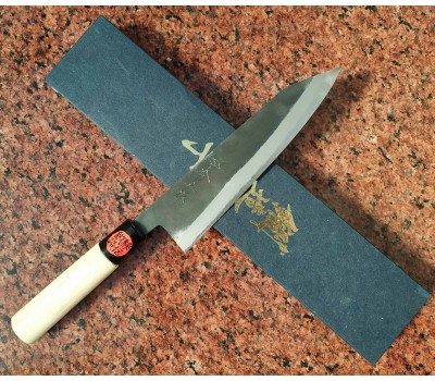 Кухарський ніж із сталі Blue №2 з клинком Kurouchi Bunka 180 мм, Shigeki Tanaka