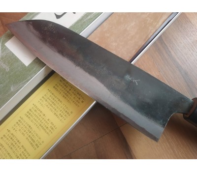 Японський кухонний ніж  Tomita  Santoku - Aogami Blue Steel 175mm