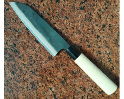 Tomita Double beveled Santoku ніж  Blue Steel 175mm-foto6