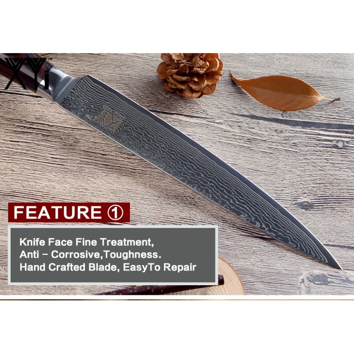 XYj Damascus Gyuto, шеф ніж, 190мм-foto6