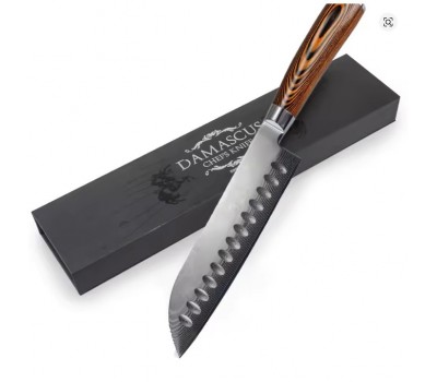 XYj Damascus Santoku, сантоку ніж, 173мм