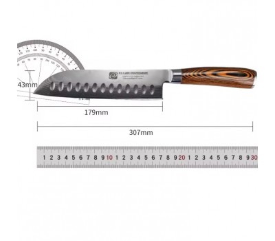 XYj Damascus Santoku, сантоку ніж, 173мм