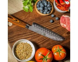 XYj Damascus Santoku, сантоку ніж, 173мм-foto5