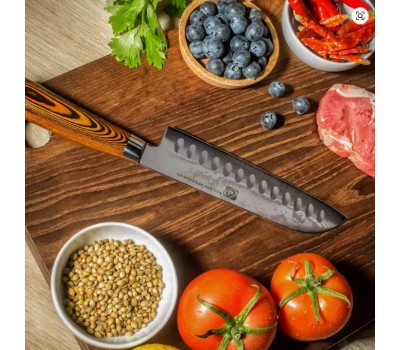 XYj Damascus Santoku, сантоку ніж, 173мм