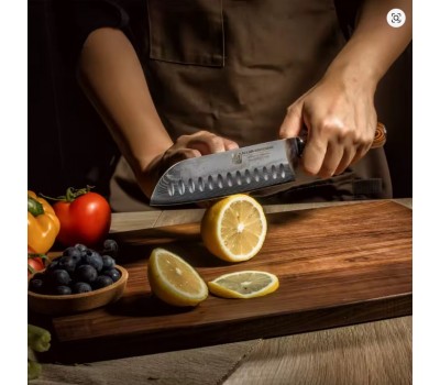 XYj Damascus Santoku, сантоку ніж, 173мм