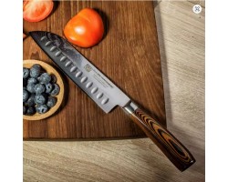 XYj Damascus Santoku, сантоку ніж, 173мм-foto2