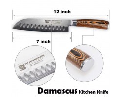XYj Damascus Santoku, сантоку ніж, 173мм-foto7