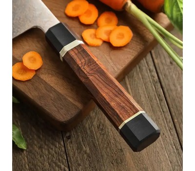 Xinzuo ZHEN Шеф (Gyuto) 210mm сталь 12Cr18MoV в обкладках з кольорового дамаску