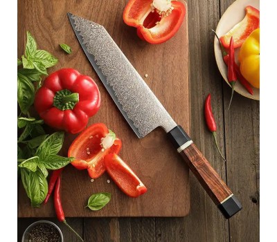 Xinzuo ZHEN Шеф (Gyuto) 210mm сталь 12Cr18MoV в обкладках з кольорового дамаску