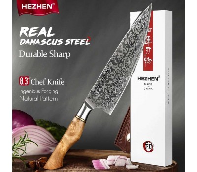 HEZHEN Master series Damascus Gyuto, шеф ніж, 210мм