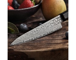 HEZHEN Retro Black Damascus Petty ніж, 130мм-foto3