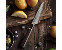HEZHEN Retro Black Damascus Petty ніж, 130мм-foto4