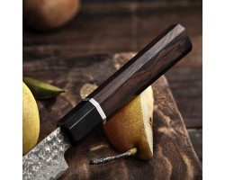 HEZHEN Retro Black Damascus Petty ніж, 130мм-foto5