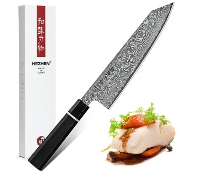 HEZHEN Retro series Black Damascus Gyuto, шеф ніж, 210мм