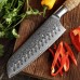 HEZHEN Master series Damascus Santoku, Сантоку ніж, 180мм
