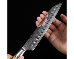 HEZHEN MS Damascus Santoku, Сантоку ніж, 180мм-foto4
