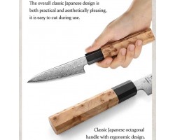 HEZHEN Aogami Damascus Овочевий ніж 106 mm-foto4