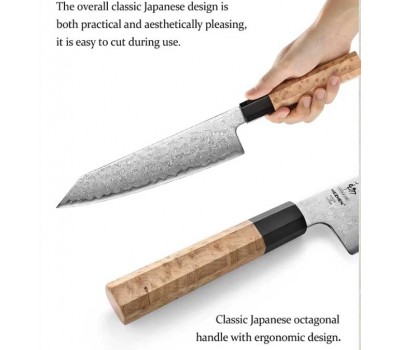 HEZHEN Aogami Blue Steel No.2 Damascus Бунка ніж 215 mm