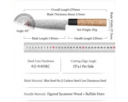 HEZHEN Aogami Damascus Сантоку ніж 140 mm-foto9
