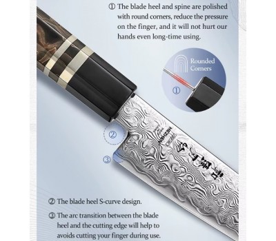 HEZHEN ZDP189 Damascus Petty, універсальний ніж, 141мм HEZHEN ZDP189 Damascus Petty, універсальний ніж, 141мм