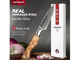 HEZHEN MS Damascus Paring, овочевий ніж, 93мм