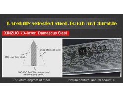 Xinzuo Yu Damascus Сантоку ніж 176 mm-foto8