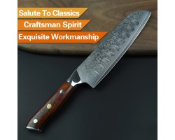 Xinzuo Yu Damascus Сантоку ніж 176 mm-foto3